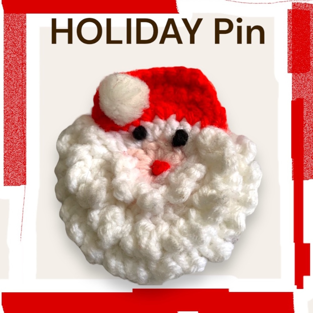 Handmade Vintage Crochet Santa pin